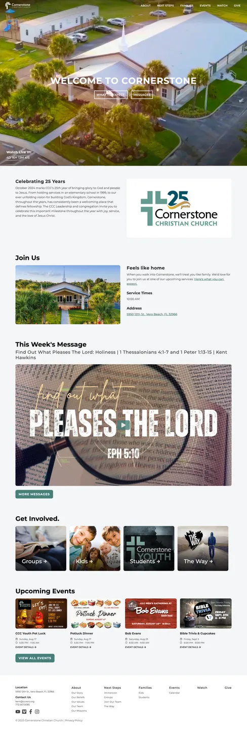 Screenshot of Cornerstone Christian Vero Beach Website