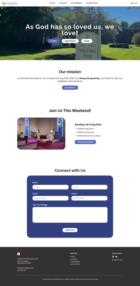 Irving Park Full Page Website 