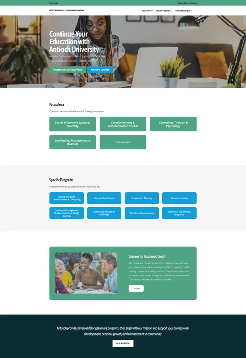Continuing Education Website Full Page