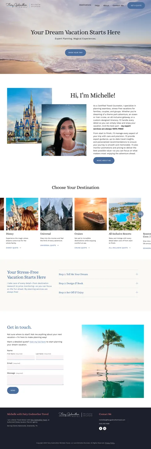 screenshot of Fairy Godmother Michelle home page