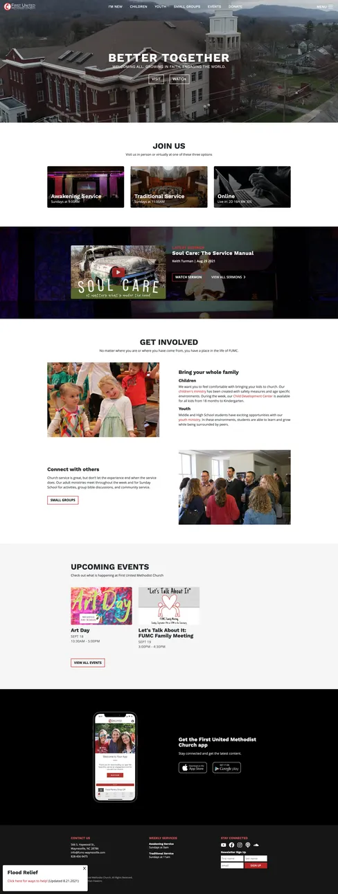 Screenshot of FUMC Website